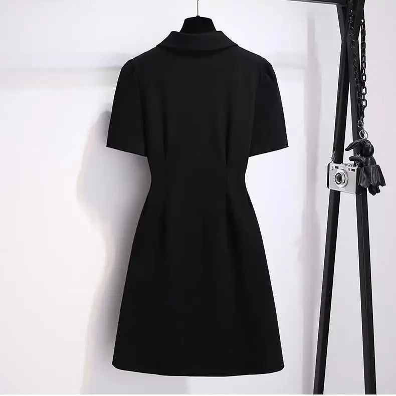 Women Preppy Style Clothing French Sporty Pink Polo T-shirt Dresses Summer New Lady Casual Embroidery Letter Solid Dress