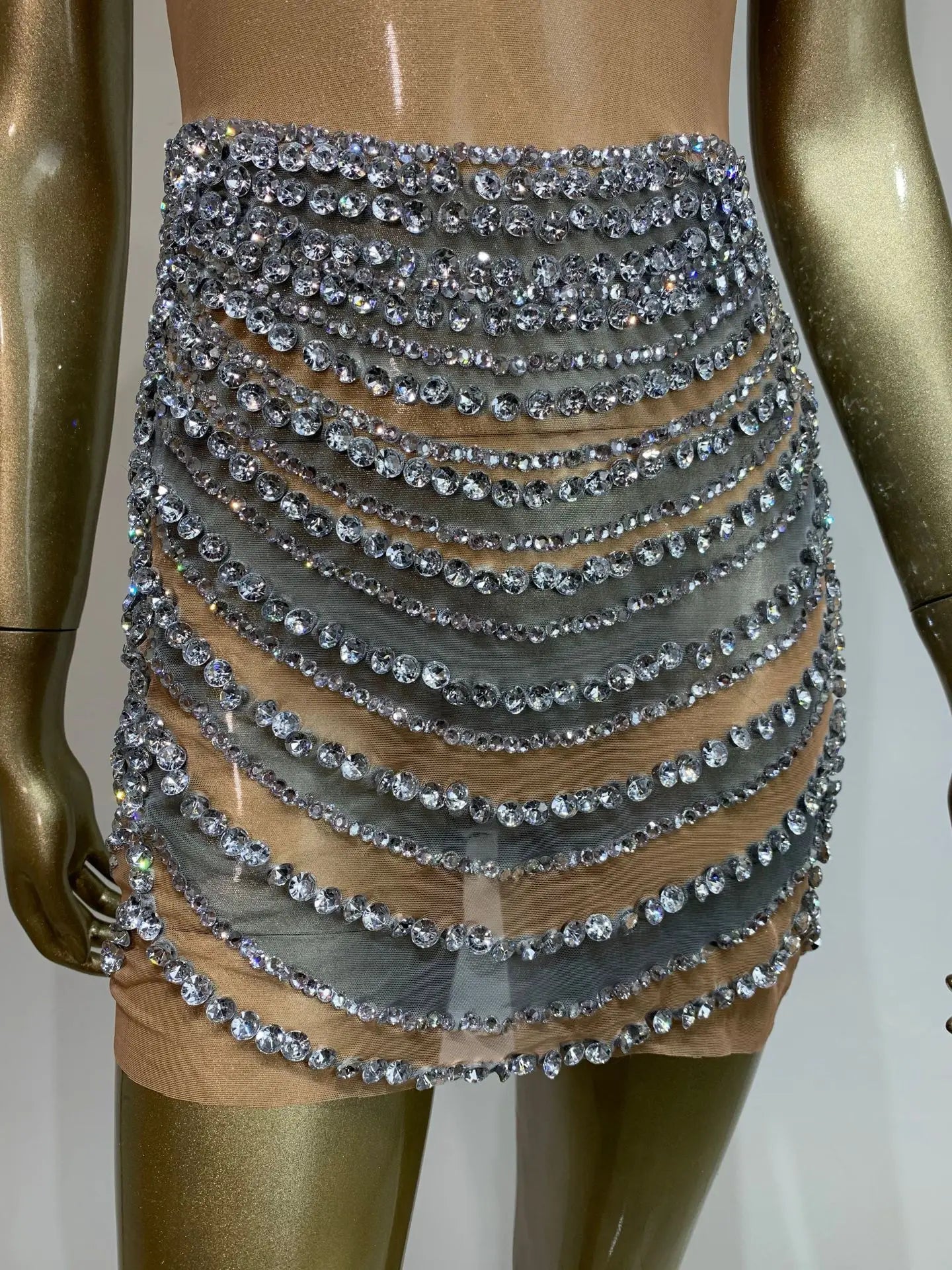 Celebridades femininas sensuais com decote em U, cristais e diamantes, minivestido de malha, fantasia para festa de aniversário, bar, boate, palco, roupa para apresentação