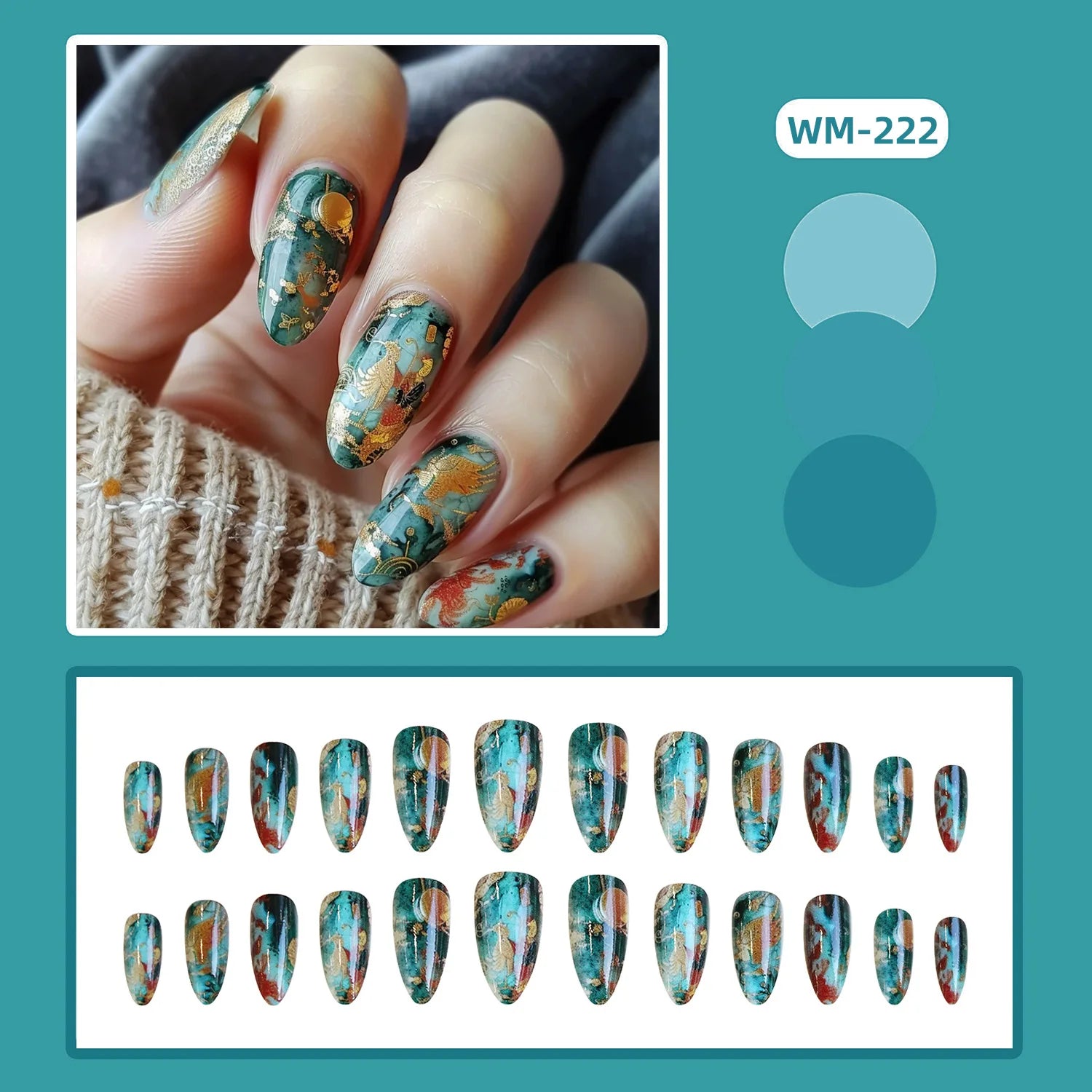 24pcs Classical Flowers Press on Nails Watercolor Butterflys Flowers Print False Nails Wearable Spicy Girls Fake Nails for Women