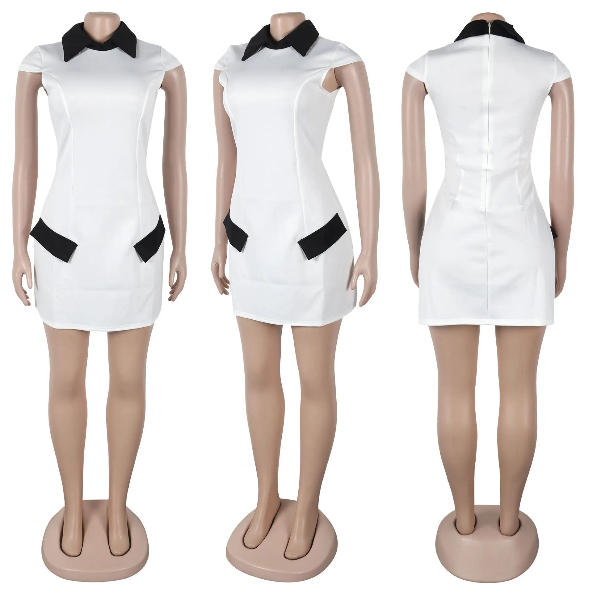 CM.YAYA Women Fashion Turn-down Collar High Waist A-line Mini Dress 2024 Summer Party Night Club Street Basic Vestidos Dresses