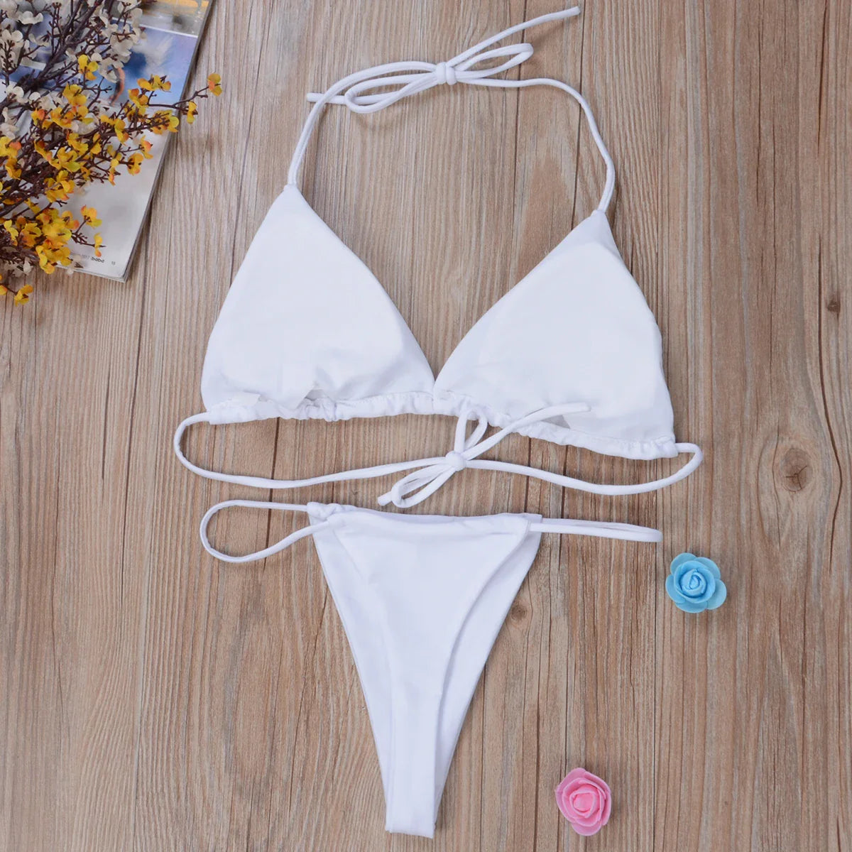 Sexy Micro Bikini Sets Thong Triangle Swimsuit Brazlian Bathing Suit Summer Solid Swimwear Biquini Swimming Pool Beachwear 2023