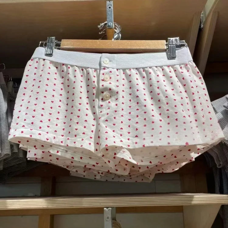 Casual Women Soft Cotton Front Buttons Shorts Summer Vintage Low Waist Female Chic Bottoms color1 One Size