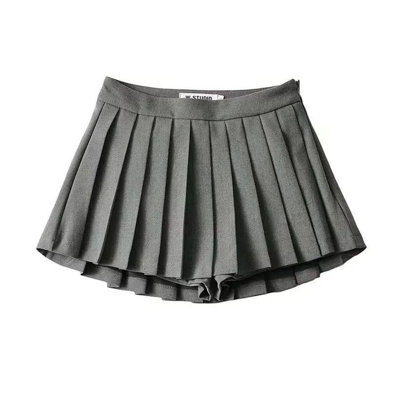 Sexy Women Pleated Skirts High Waist Summer Vintage Mini Skirts Korean Tennis Student White Designed Dance Skirt GRAY