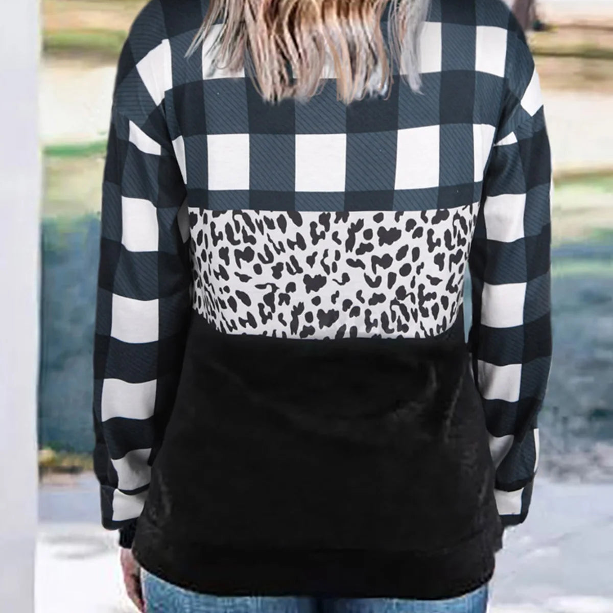 Women's Spring Autumn Style Plaid Leopard Splicing Long Sleeve Blouse Shirt Women O-Neck Elegant Lace Tops Casual Vintage Shirt