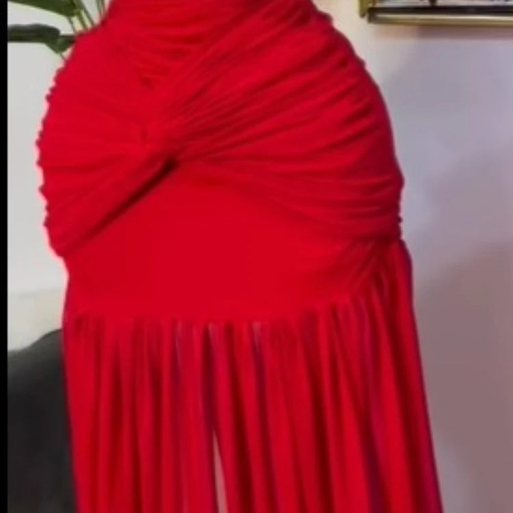 CM.YAYA Women Stacked Ruched Draped High Split Pleated Maxi Long Bodycon Dress 2025 Holiday Birthday Club Party Evening Dresses