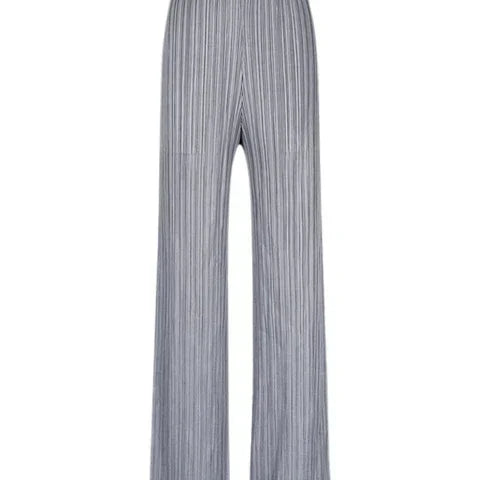 Spring Summer Autumn Women Casual Elegant Ladies Miyake Designer Casual Loose Straight Pleated Pants High Waist Trousers Light Gray One Size