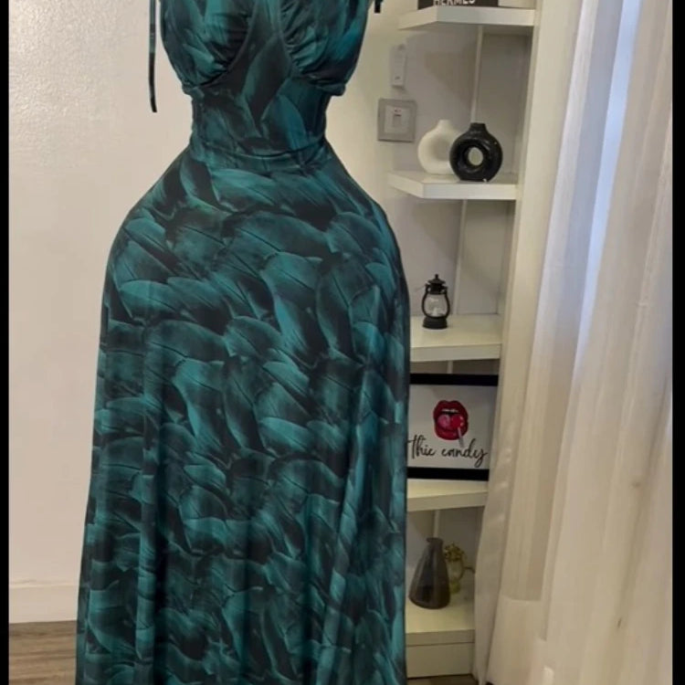 CM.YAYA Women Tie Dye Printed Sleeveless Big Swing Maxi Long Dress 2025 Summer Holiday Birthday Sexy Club Party Evening Dresses