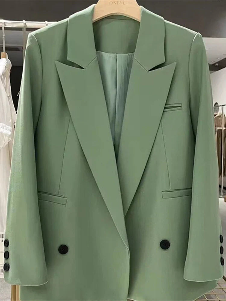 Chic Office Lady Blazer Women's Coats Spring Autumn Female Tops Street Trend Ladies Outerwear Blazers for Women Jacket Clothing Green