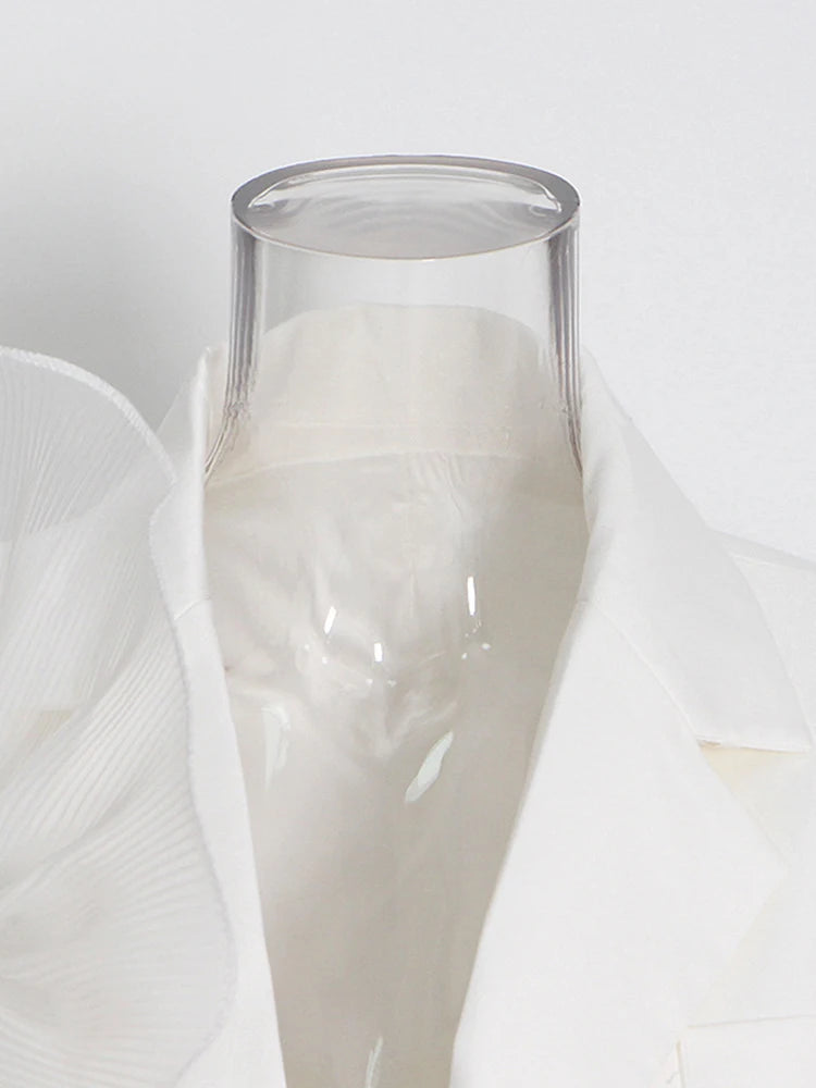 Patchwork Mesh Solid Casual Blazers For Women Notched Collar Long Sleeve Spliced Single Breasted Temperament Blazer Female