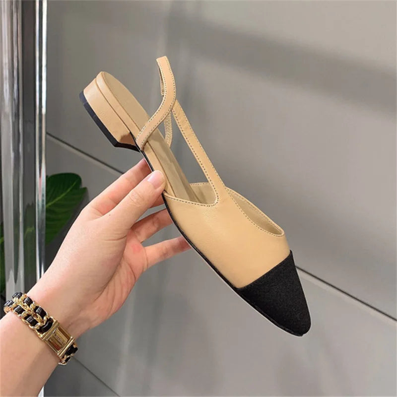 Apricot Women Pumps Mid Heel Mixed Colors Round Toe Casual Shoes Ladies Sandals Party Dress Slingbacks Women's Shoes Trend