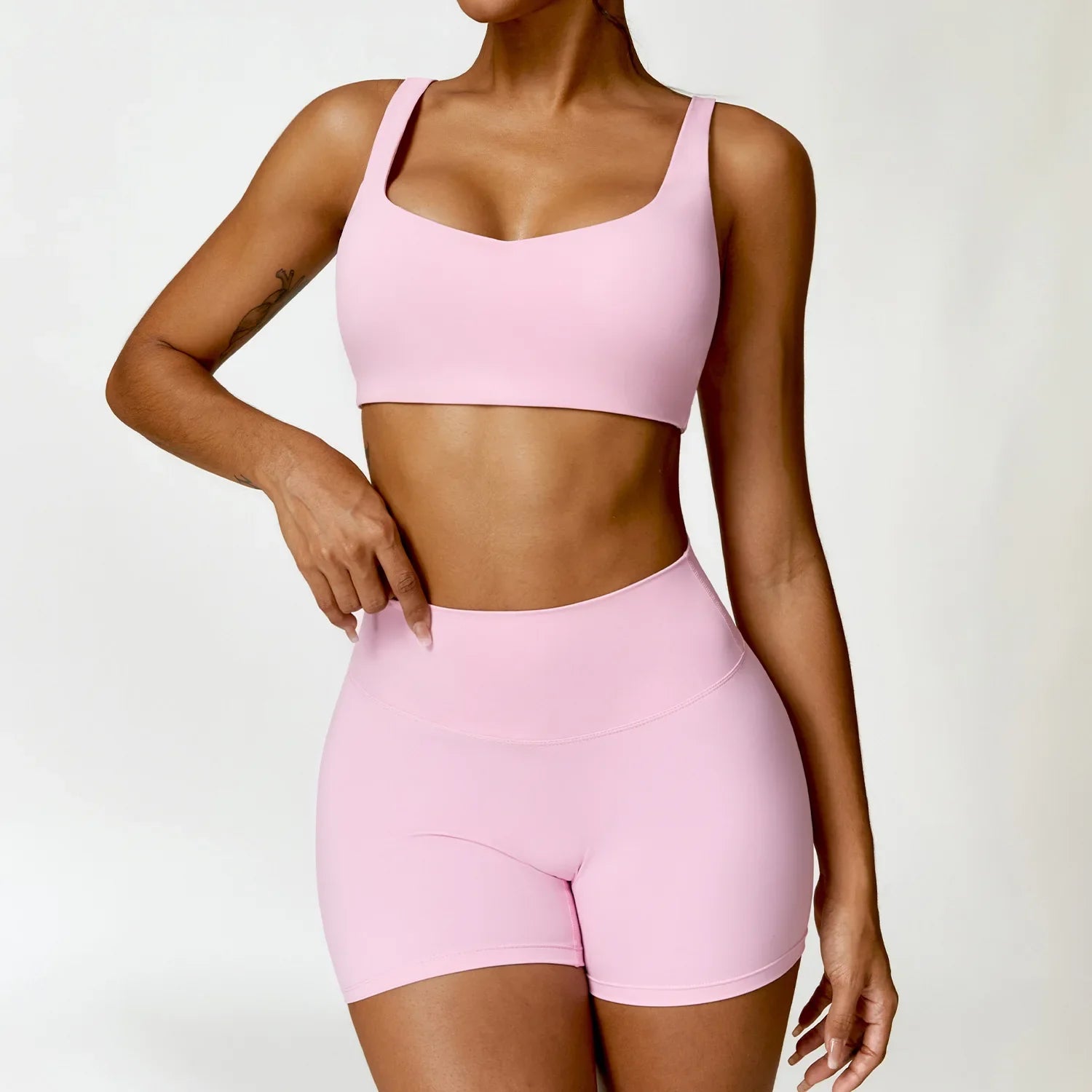 Women Tracksuit Yoga Set 2PCS Sportswear Workout Clothes Athletic Wear Gym Legging Fitness Bra Crop Top Long Sleeve Sports Suits Pink Set-1 CHINA