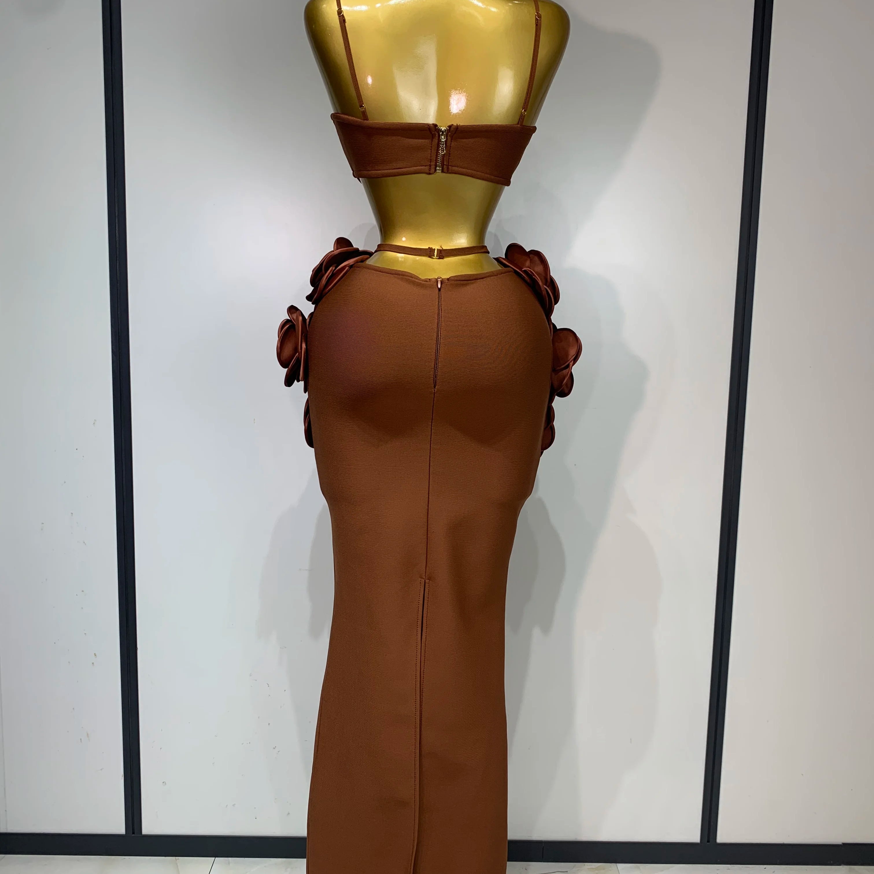 Women Sexy Camisole Floral Bandage Long Skirts 2-Piece Set 2025 Celebrity Elegant Party Cocktail Prom Gown Nightclub Outfit