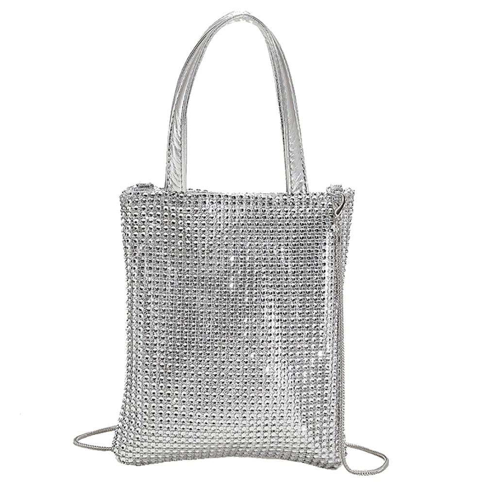 Rhinestone Handbag for Women Bag Diamonds Shoulder Bag Purse Ladies Female Crossbody Bag Shining Designer Diamond Bag Silver Small