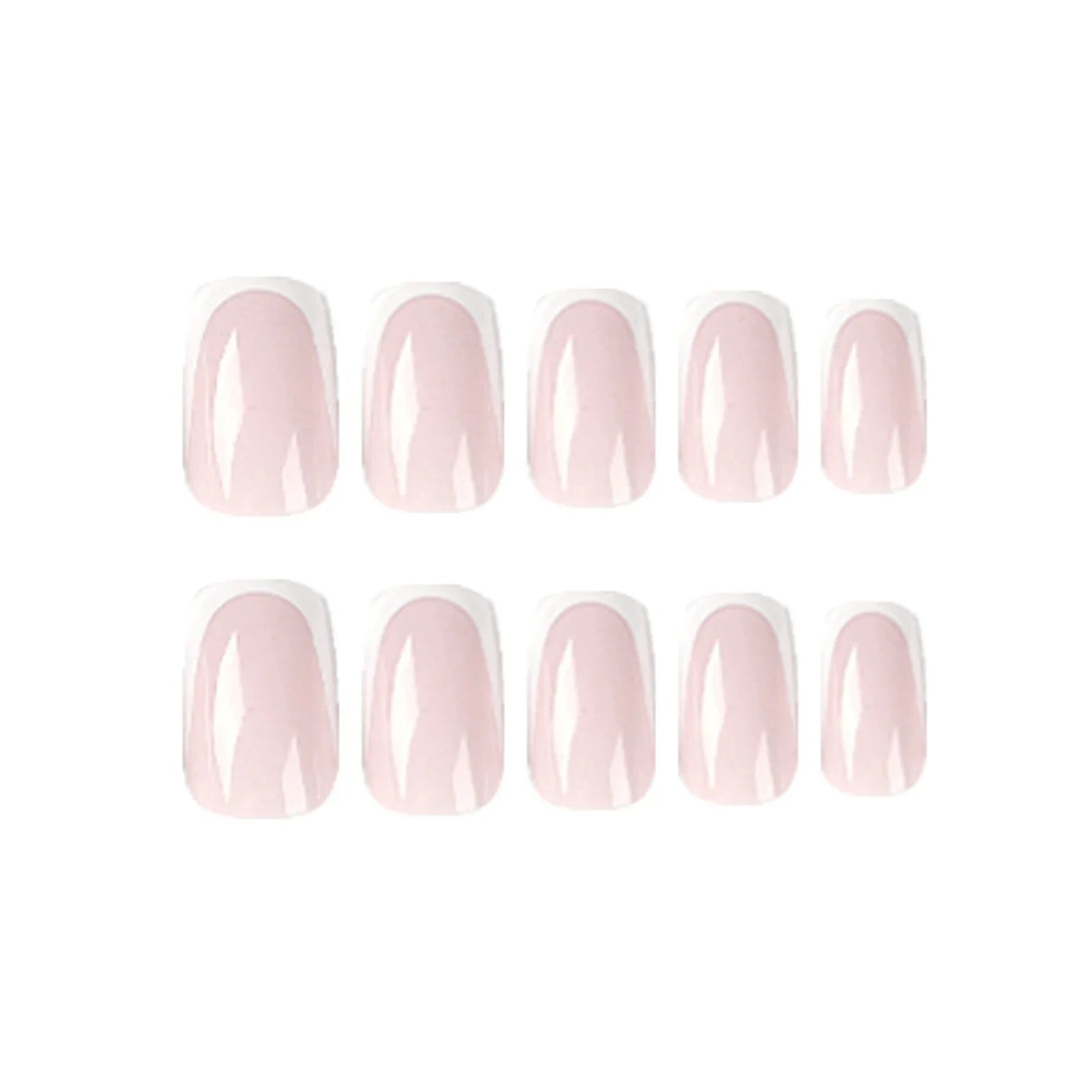 Minimalist White French Fake Nails Nude Color Full Cover Acrylic Press On Nails Detachable Stick-on False Nails Patches 24Pcs