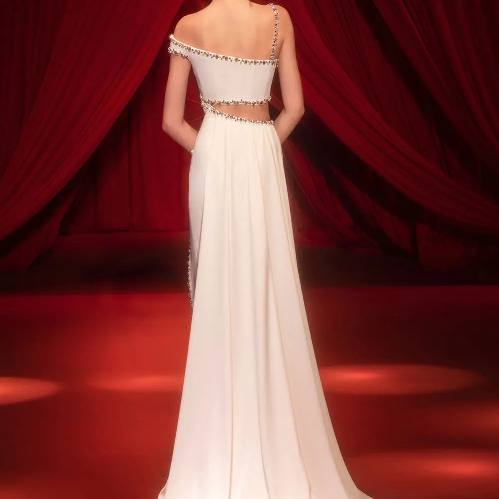 2025 Sexy Women's Light Luxury Water Diamond Waist Long Bandage Dress Sleeveless Bodycon Maxi Dress Evening Club Party Vestidos