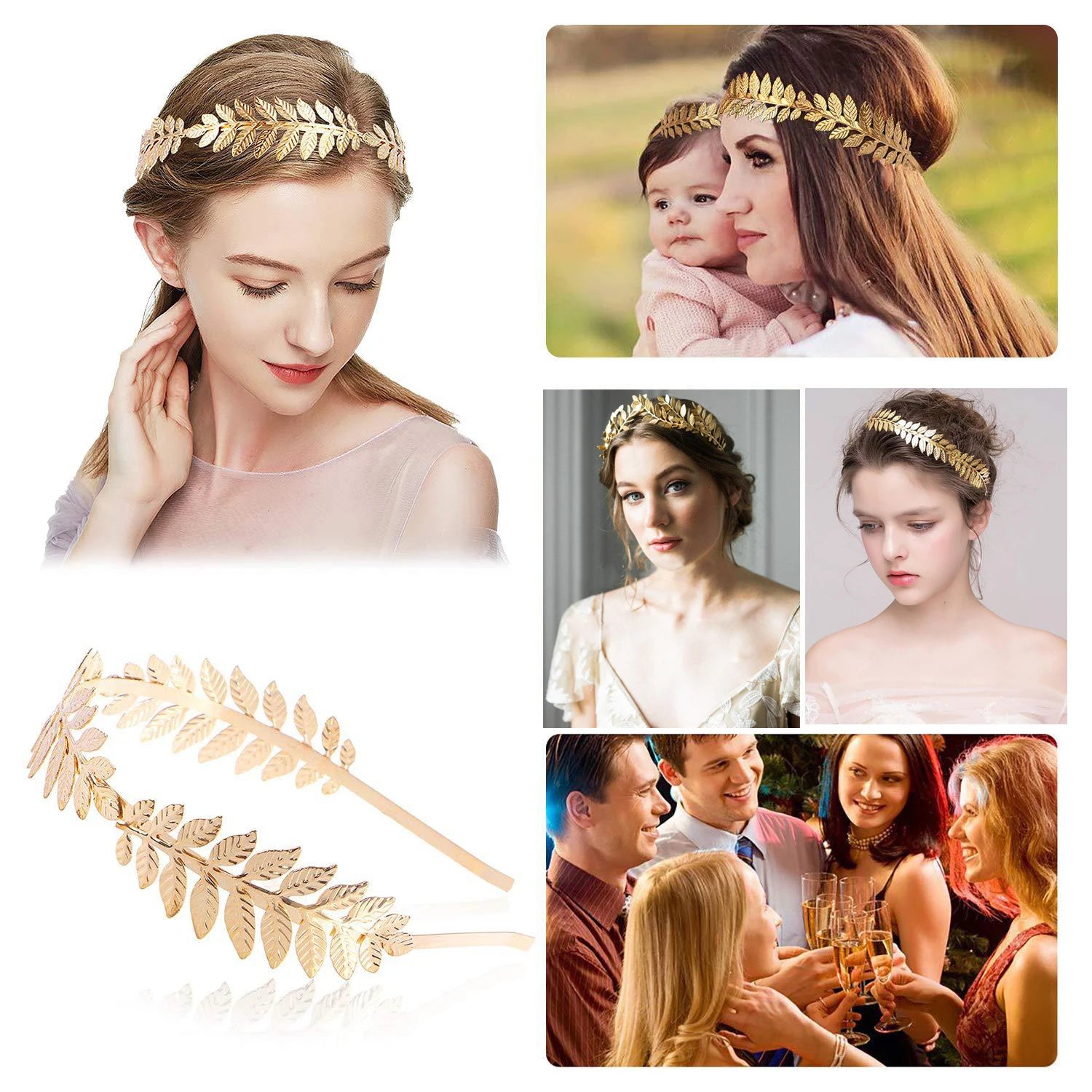 Leaf Branch Goddess Hair Pins Crown Tiara Headband Hair Accessories for Women Wedding Toga Head Dress Alice Band Bridal Jewelry