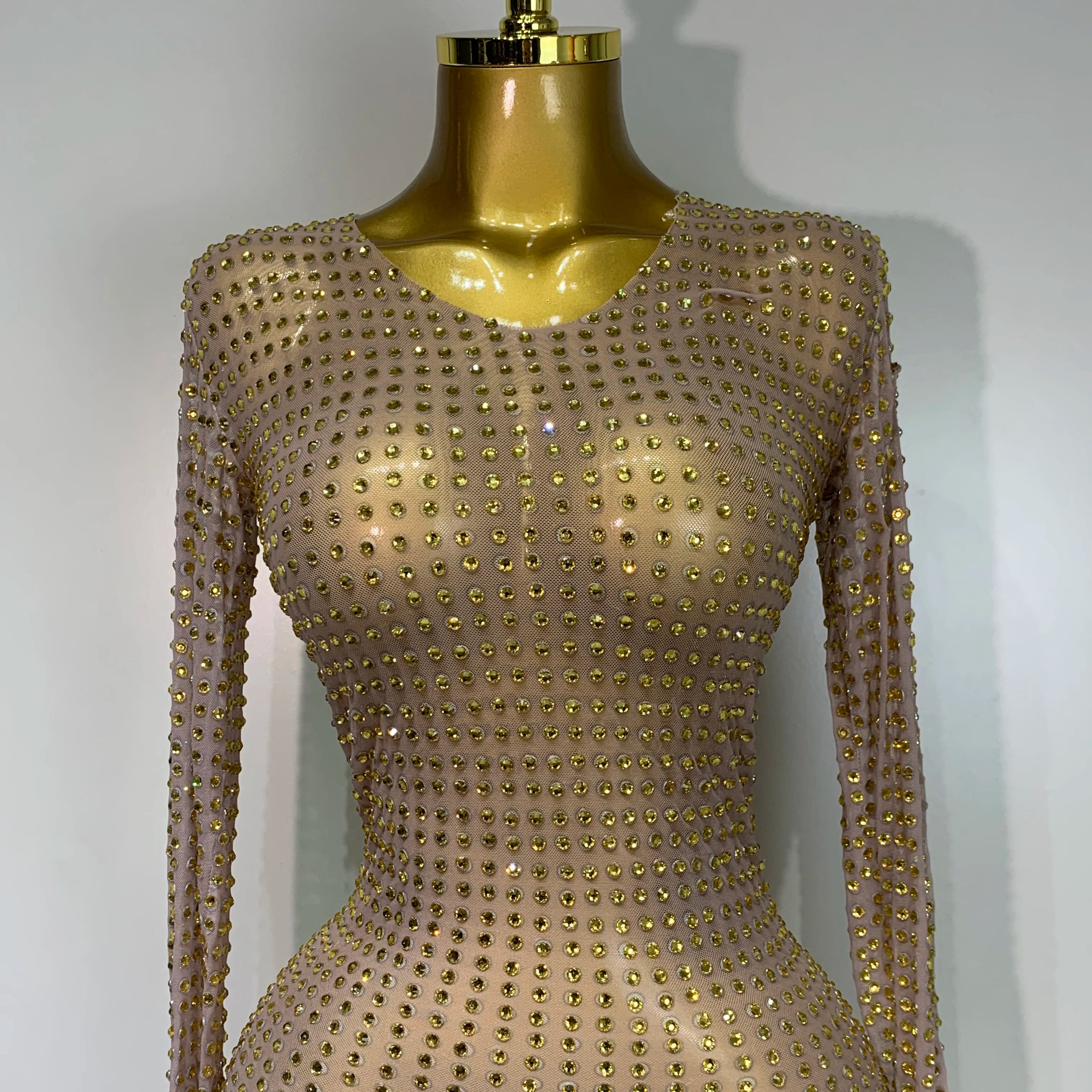 Sparkly Rhinestone Elegant Party Long Dress Celebrity Evening Luxury Birthday Nightclub Prom Gown Singer Dancer Stage Outfit