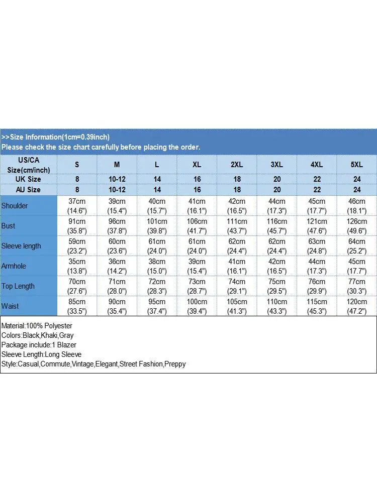 Fashion Office Women Blazer OL Casual Long Sleeve Coats Elegante Lapel Female Work Outwear Solid Simple Formal Suits