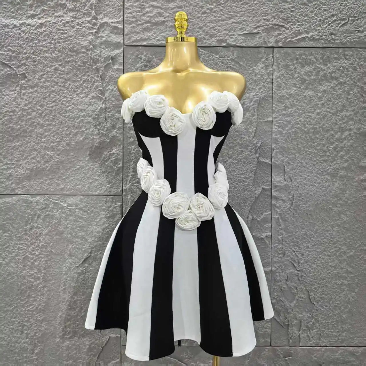 High Quality Women Sexy Strapless Florals Bandage A-Line Mini Dress Celebrate Birthday Party Girls' Date Vacation Dress
