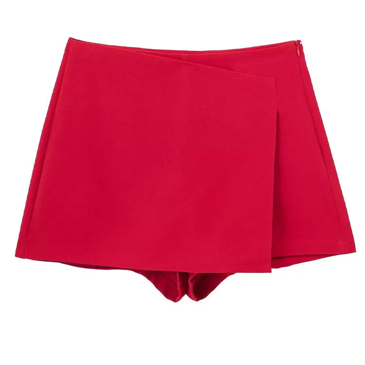 TRAFZA Women New Fashion 2023 Summer Solid Shorts High Waist With Zipper For Women Clothing Casual Slim Streetwear