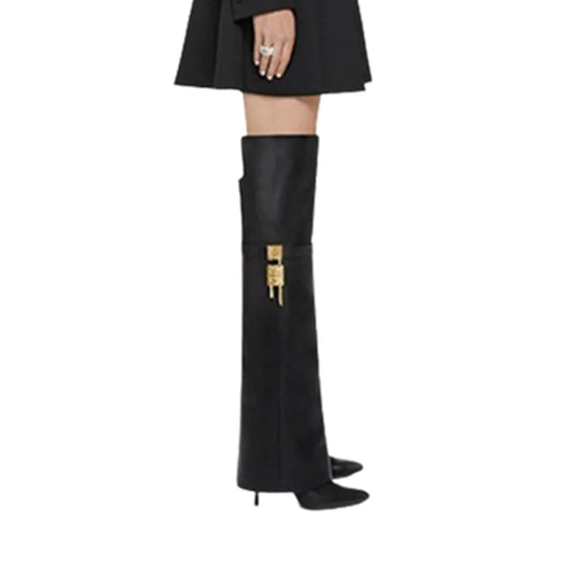 Pointed Toe Long Boots Women High Heels Stiletto Luxury Designer Shoes Slip-on Women's Over-the-knee Boots Trend Knight Boots