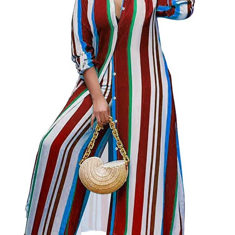 2 Piece Outfit Set Women Plus Size Matching Sets Long Shirt Top and Pants Sets Striped Casual Outfits 5xl Women Autumn Clothes