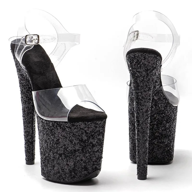 LAIJIANJINXIA New 20CM/8inches PVC Upper Fashion Sexy Exotic High Heel Platform Party Women Sandals Pole Dance Shoes 211 color 3