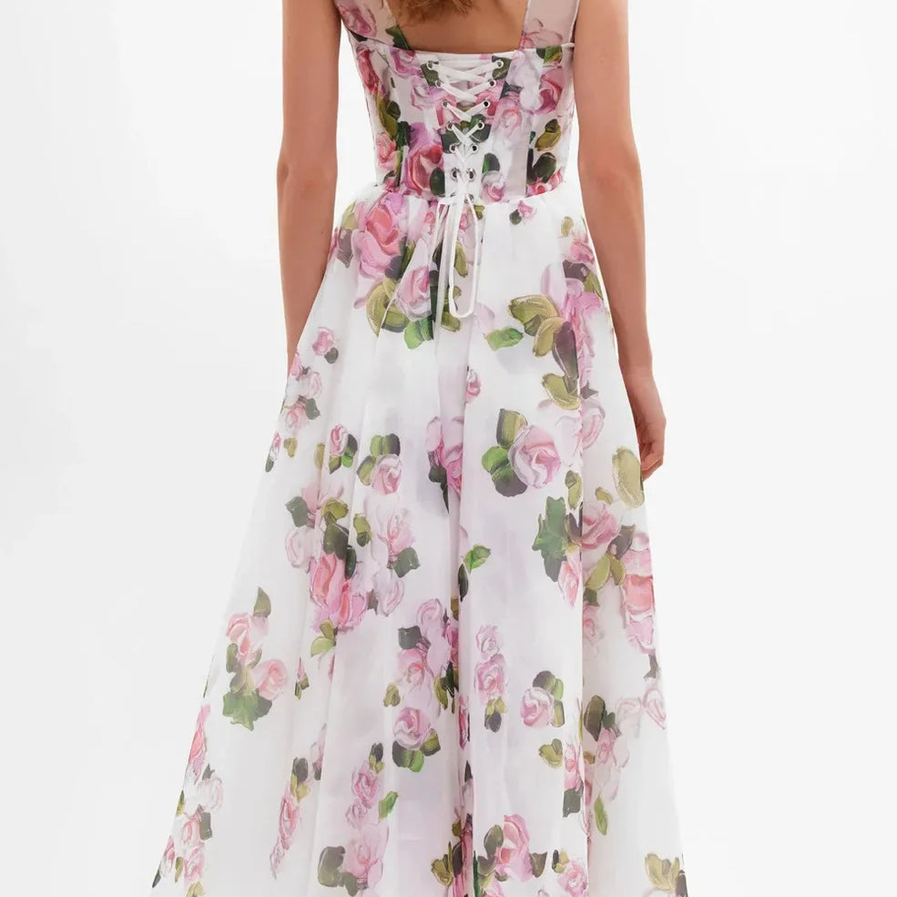 Pink Skyblue Color Women Sleeveless Square Collar A-Line Long Maxi Dress Celebrate Summer Vacation Beach Style Birthday Dress