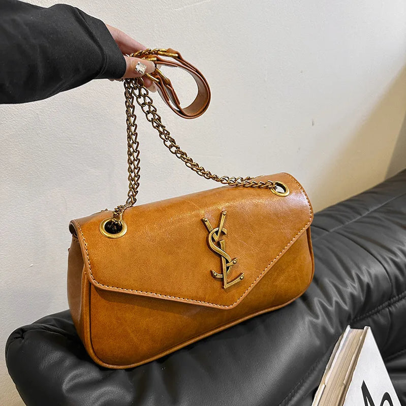 2025New Arrival Mini Envelope Bag Women's Vintage Chain Underarm Bag Stylish Texture Convertible Shoulder/Crossbody,Light Luxury