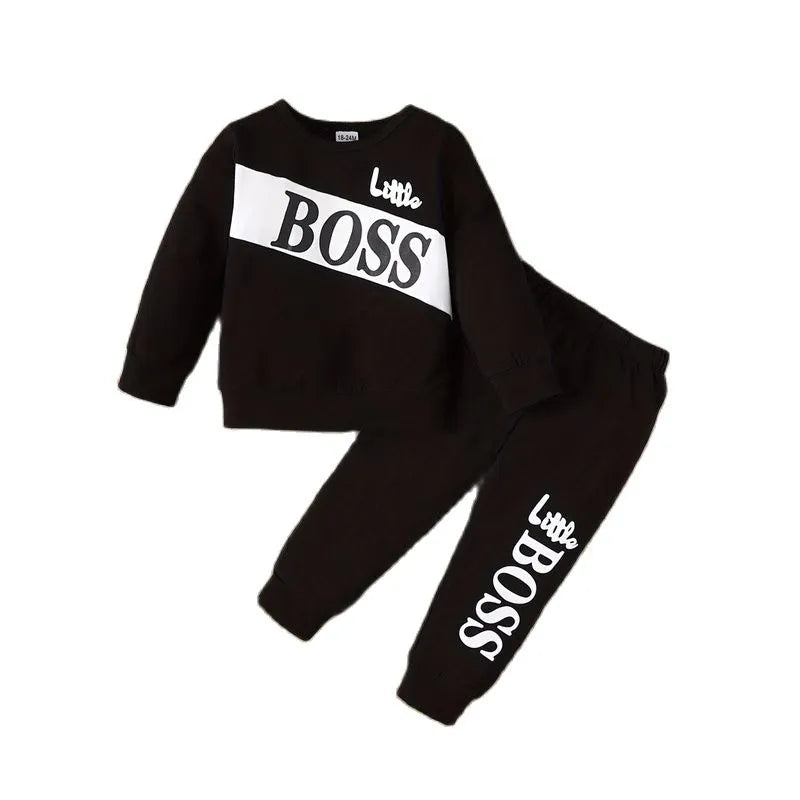 Kids Boy 1-6 Years Fashion Cool Boy Clothing Set Long Sleeves Letter Printed Top Pants Spring Autumn Little Boy Sporty Outfit 223050017-2