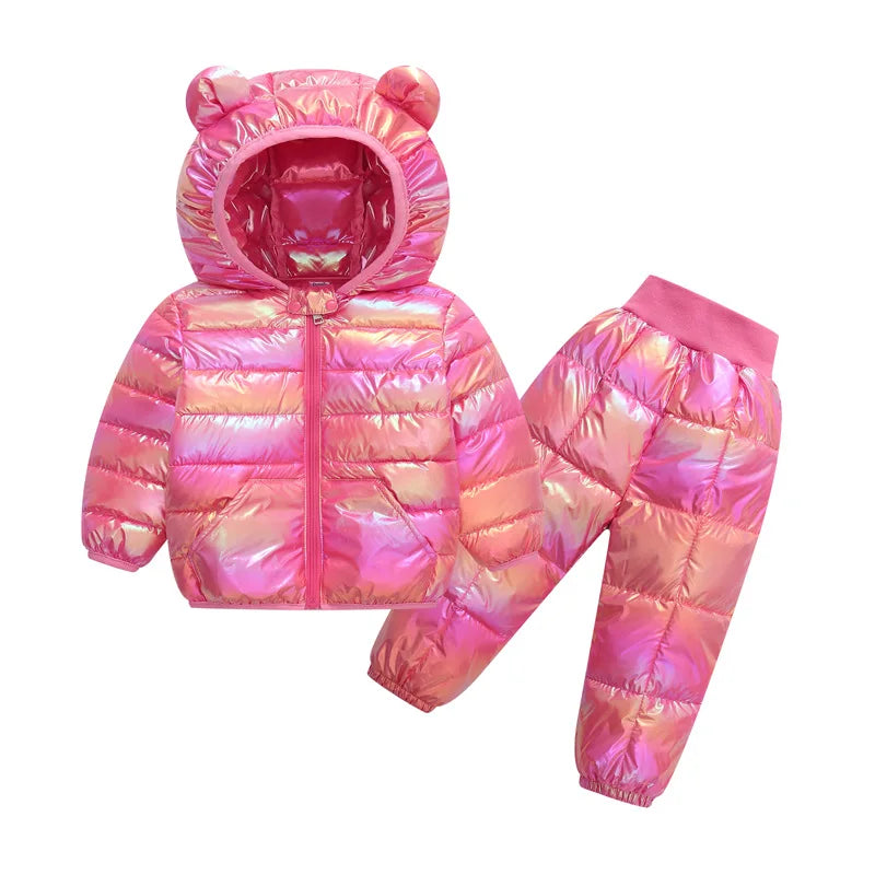 Winter Children Clothing Sets Baby Boy Warm Hooded Down Jackets Pants Clothing Sets Baby Girls Boys Snowsuit Coats Ski Suit 3
