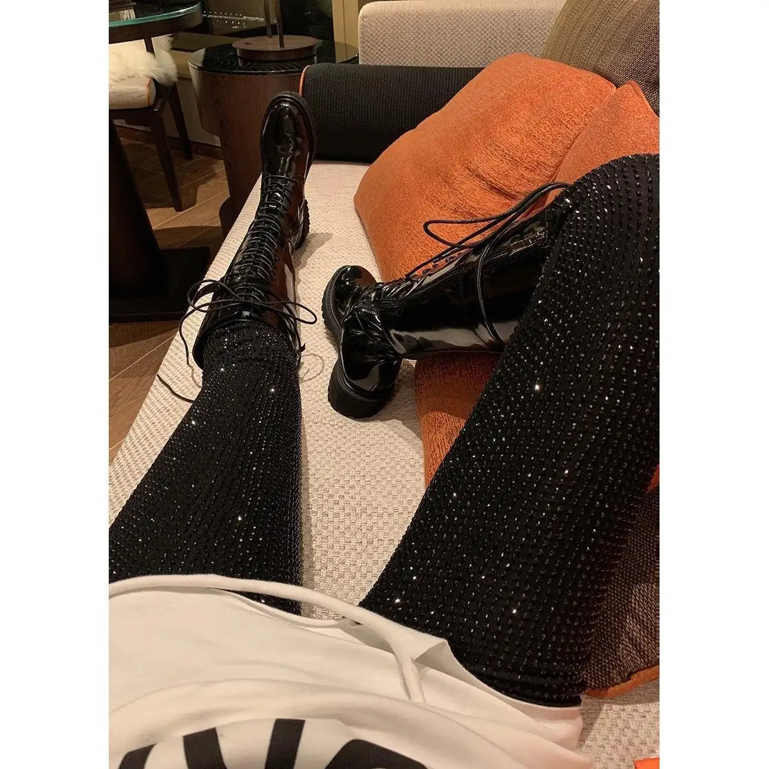 Autumn Shiny Drilling Slim Tight Pencil Pants Diamonds Beaded Shining Slim Fit Elastic Rhinestones Leggings Crystal Trousers