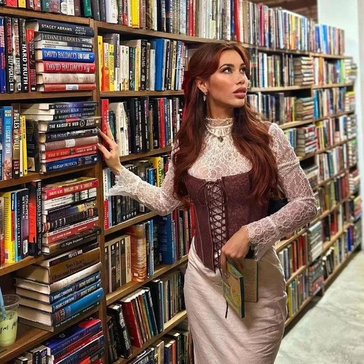 Autumn and Winter New Women's Clothing Brown Fish Bone Strap Top Cake Half Skirt Set Skirt