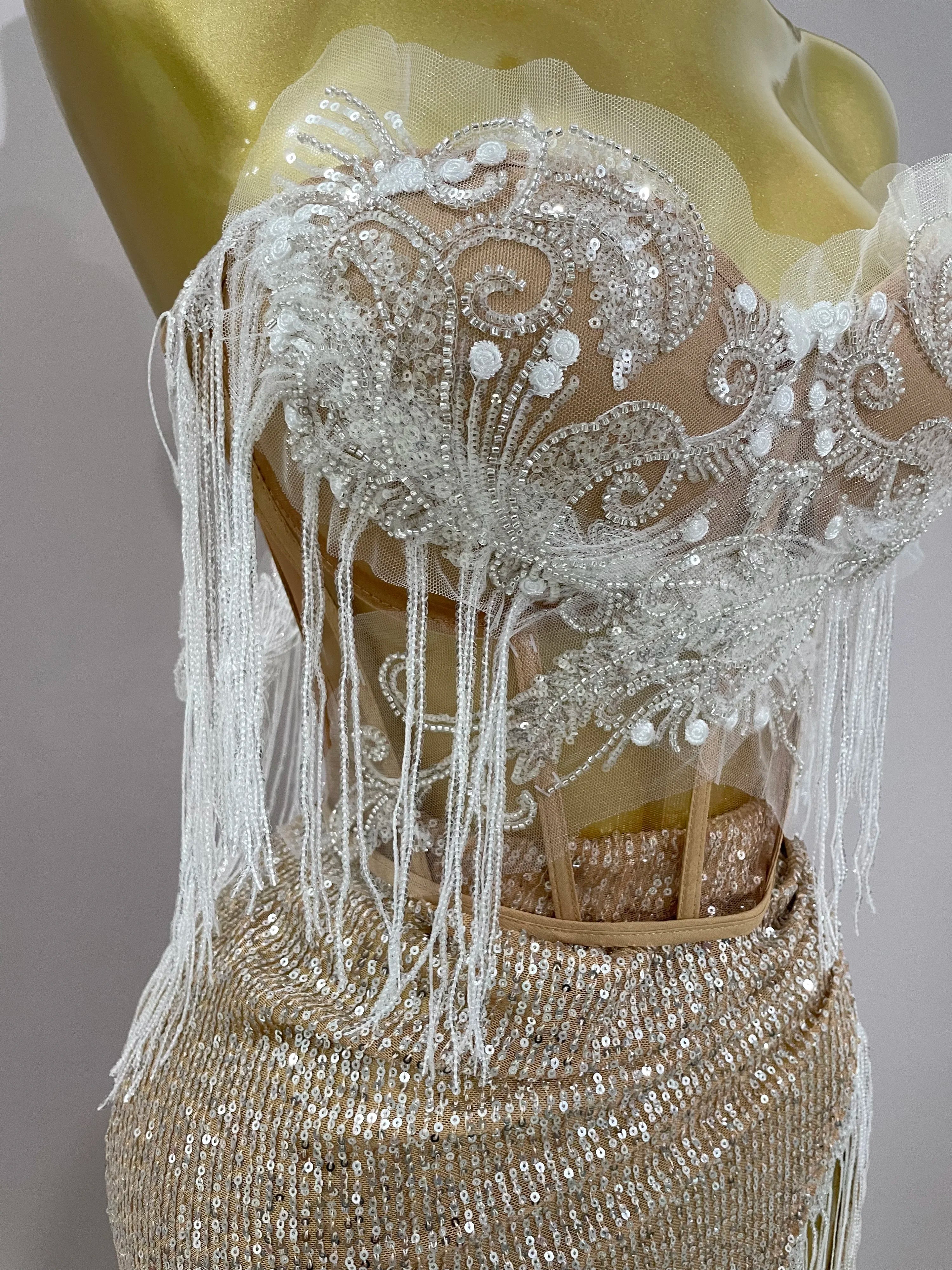 Sexy Luxury Sparkly Sequin Tassel Two Piece Set 2025 Women Evening Party Birthday Singer Performan Costume Nightclub Girl Outfit