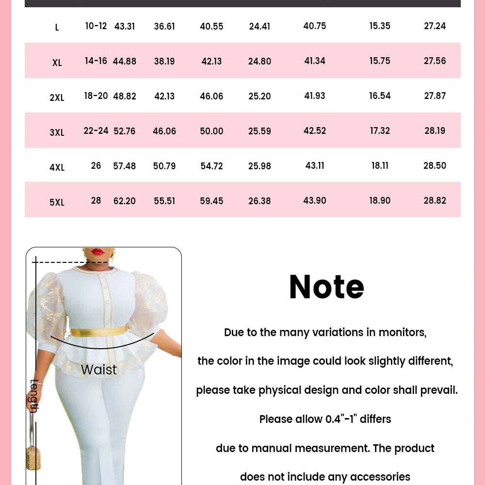 Plus Size Mother Of The Bride White Elegant Round Neck Puff Sleeve Half Sleeve Ruffle See Through Two Piece Pant Sets