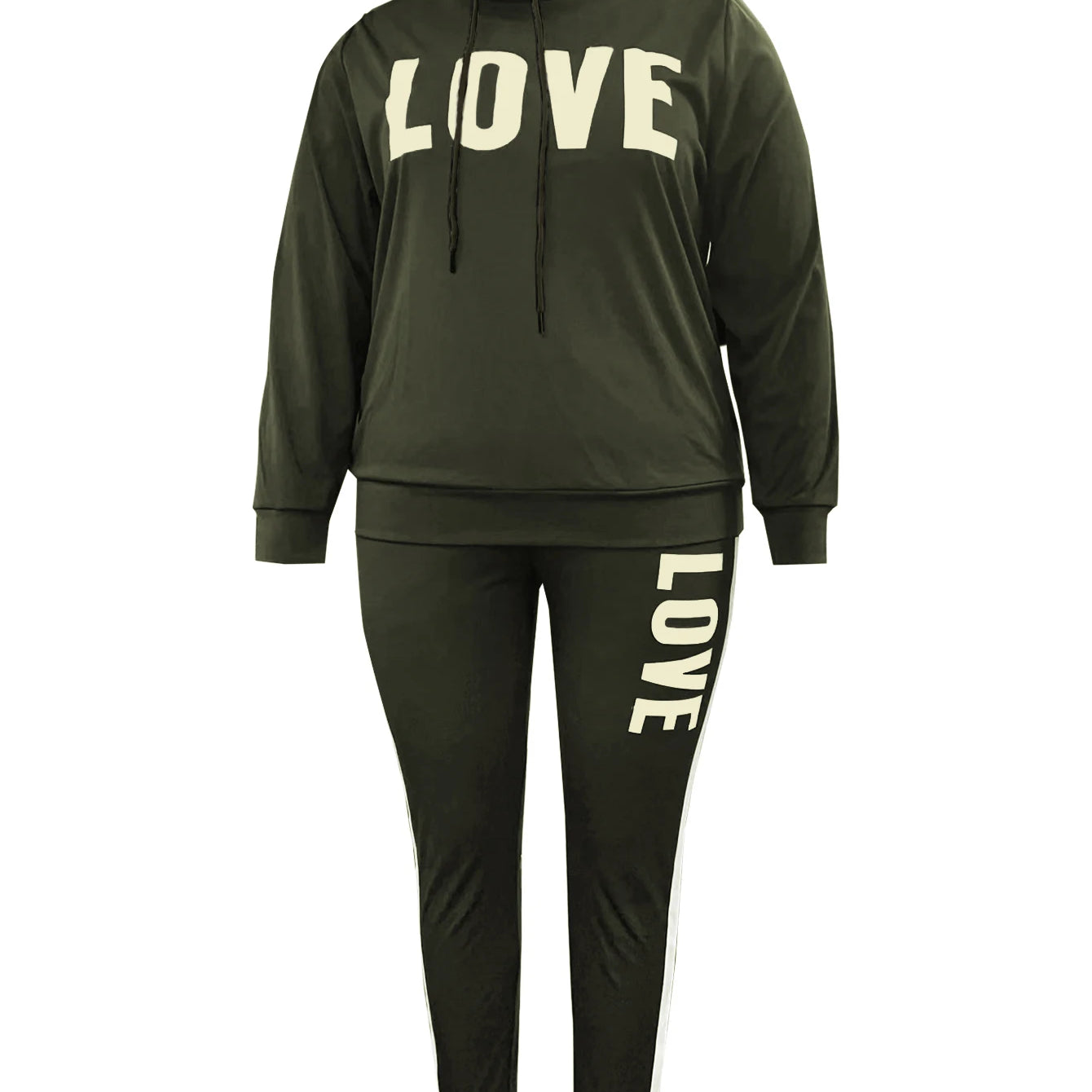 5XL LW Plus Size New Fashion Women Spring Long Sleeve Turtleneck Letter Print Striped Sweatsuits Two Piece Outfits Pants Set