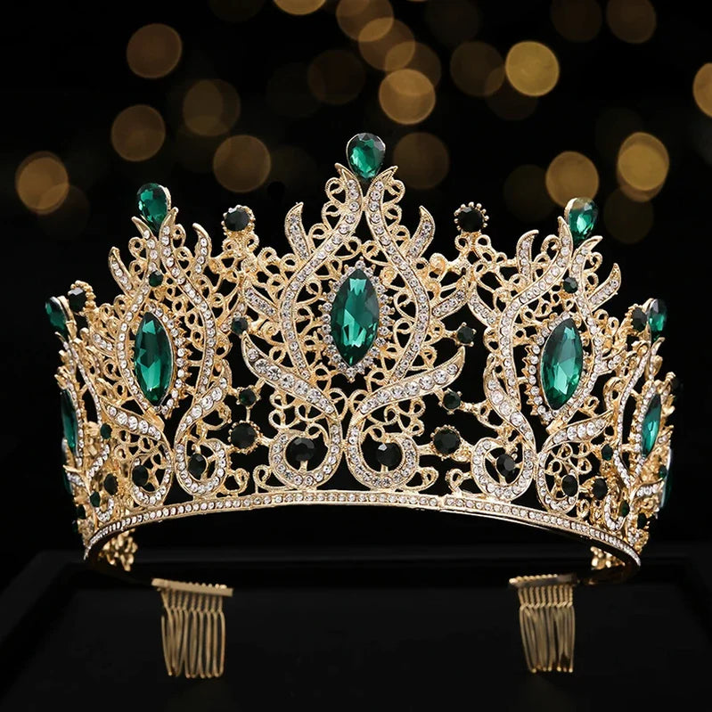 Green Bridal Crown Princess Tiara Headband Costume Party Accessories for Birthday Emerald Wedding Tiara for Women C2 Tiaras