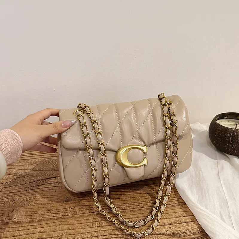 2025 Women's Quilted Crossbody Bag, Luxury Chain Strap Mini Bag, Diamond Pattern Shoulder Purse, Fashionable Elegant Clutch
