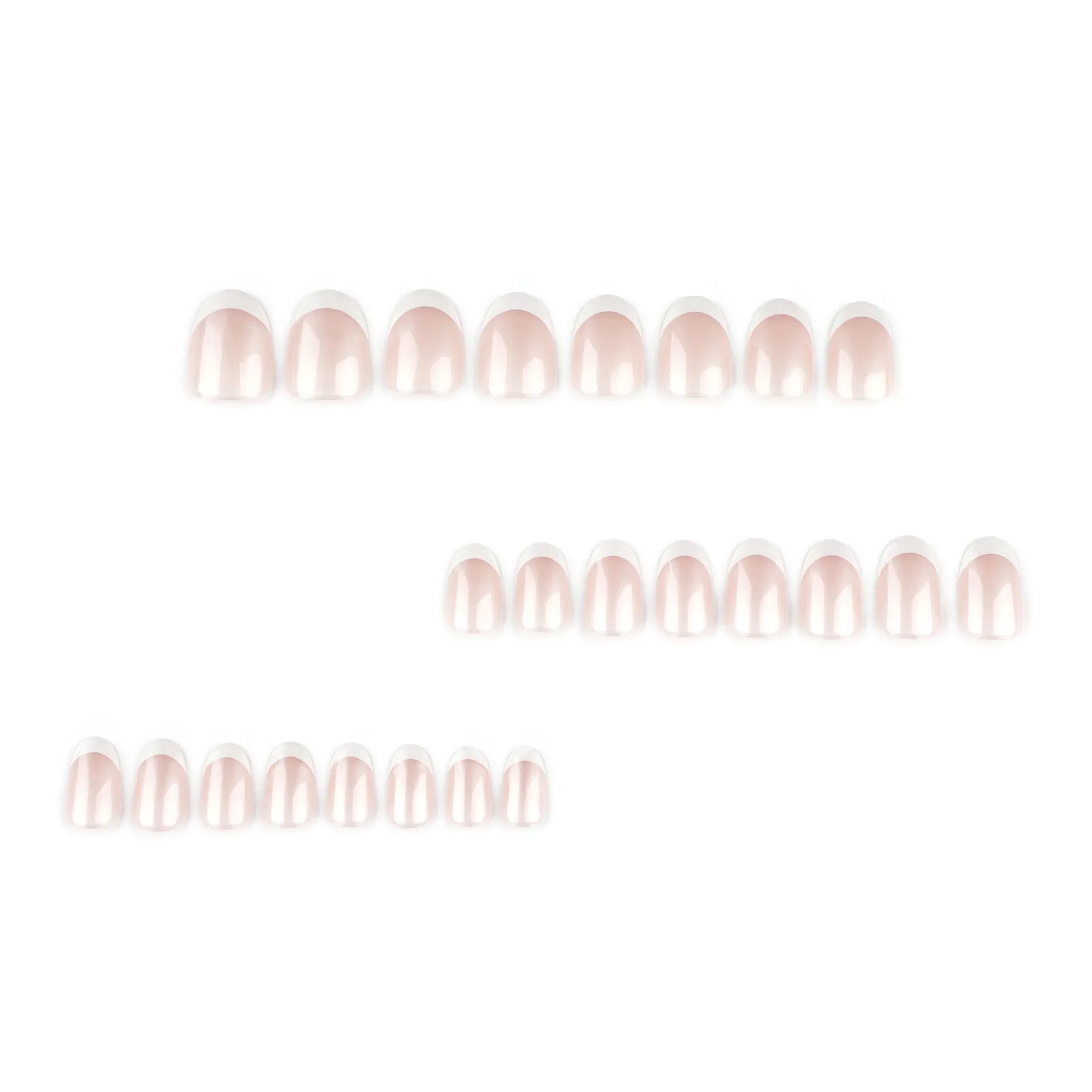 24pcs Short Rounded French Press on Nails White Glitter Full Coverage Nail Tips for Women&Girl Removable Wearable False Nail Art