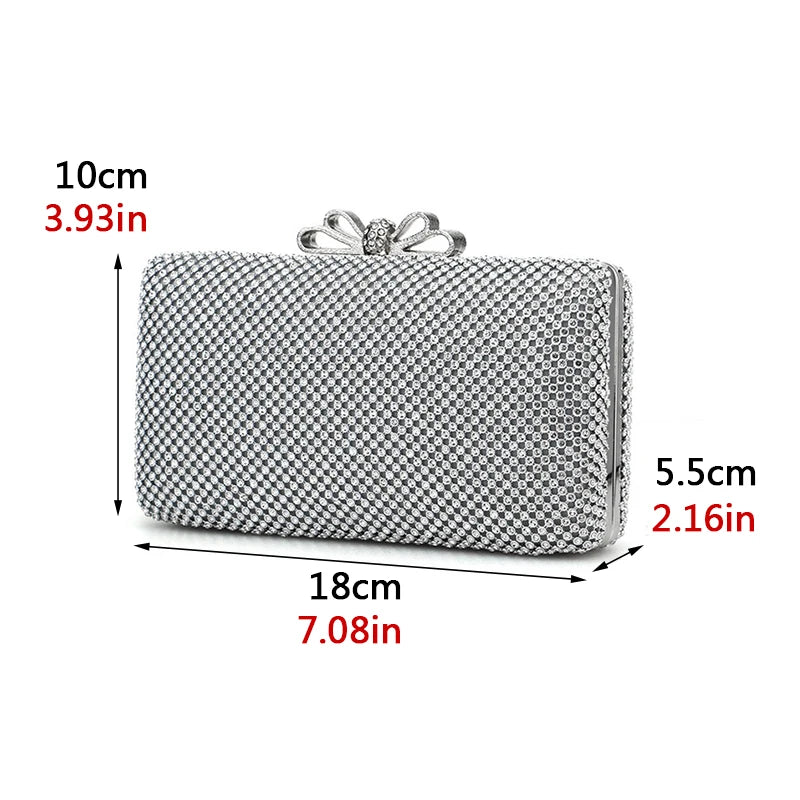 Rhinestones Women Bags Hollow Out Style Fashion Evening Bags Chain Shoulder Handbags Party Wedding Day Clutch Purse