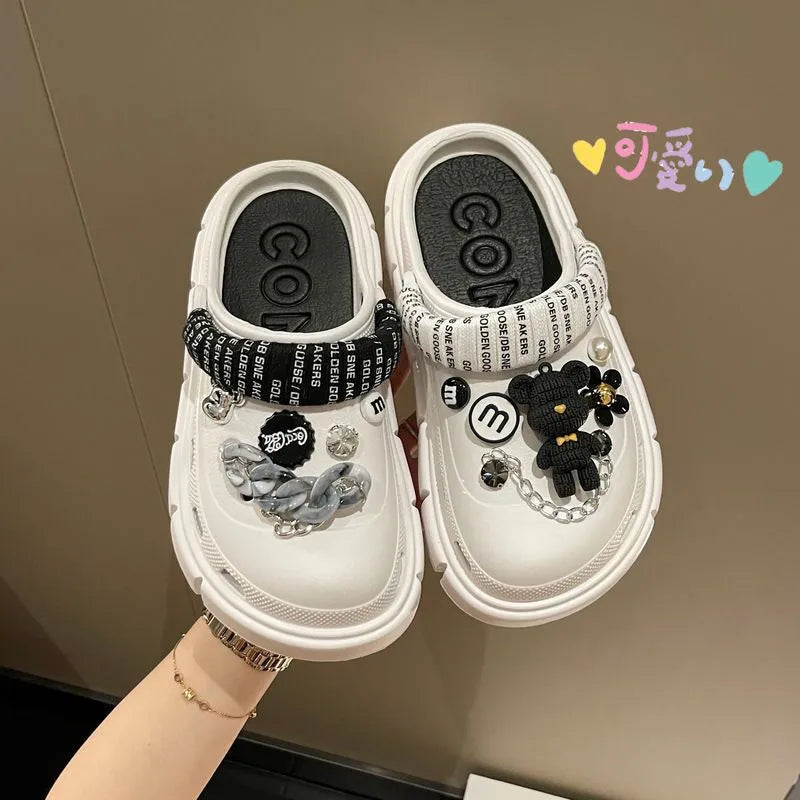 Platform Slippers Summer Women's Sandals 6cm Wedges Ladies Outdoor Clogs Thick Street Beach Slides Girls Flip Flops Garden Shoes white DIYchainbudai