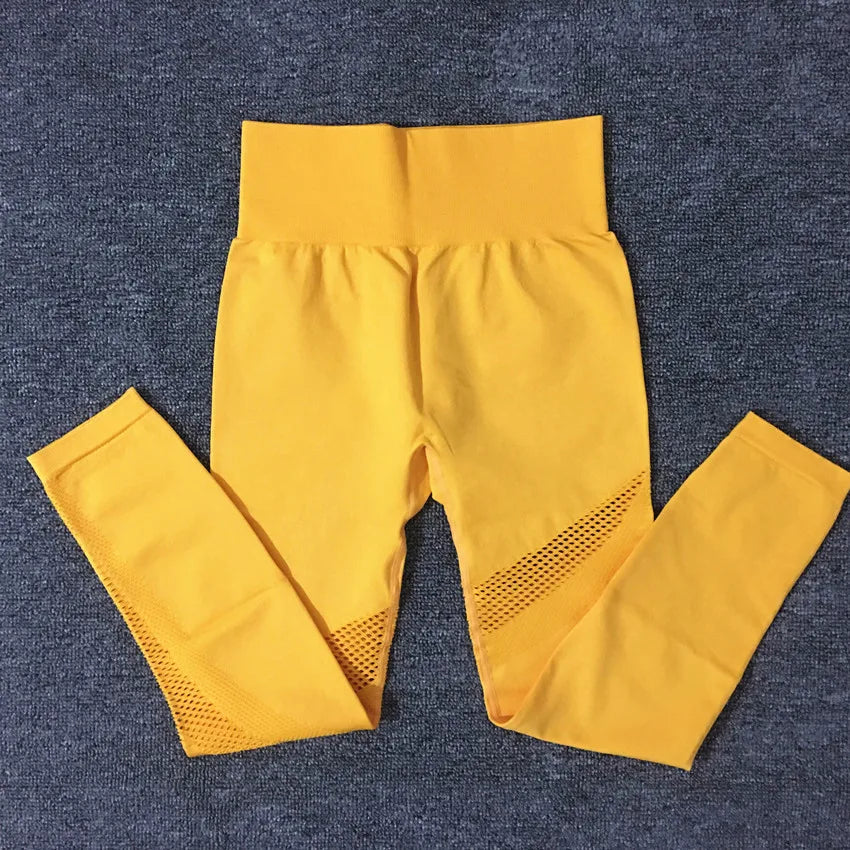 1/2Pcs Seamless Yoga Set Women Gym Sportswear Outfit Yoga Pant Leggings One Shoulder Sports Bra Workout Cloth Tracksuit yellow pant