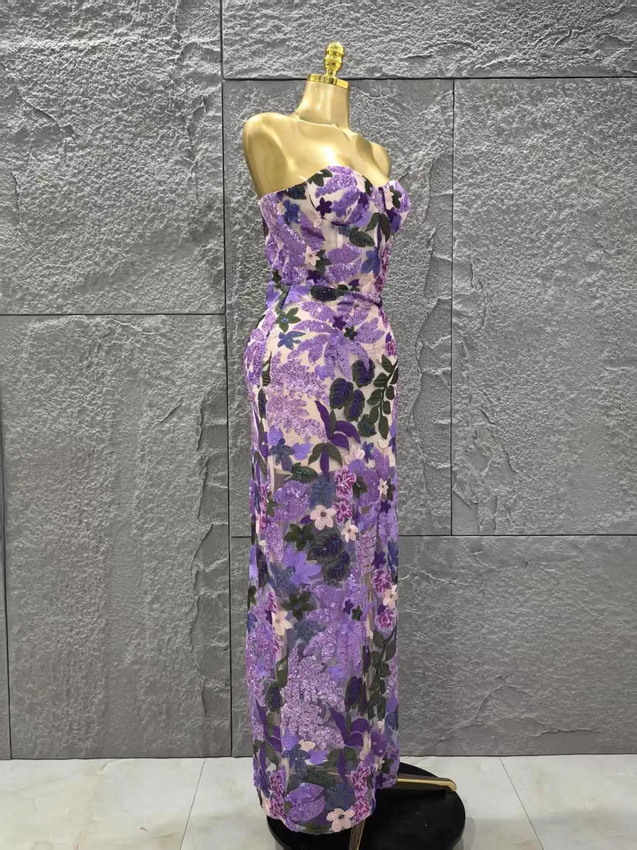 High Quality Women Sexy Strapless Embroidery Bodycon Long Dress Celebrate Evening Party Vacation Girls' Birthday Outfit