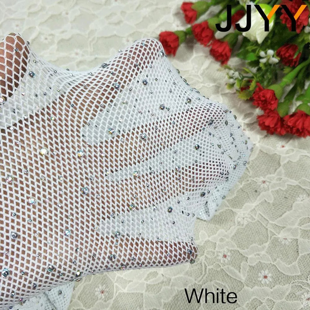Fashion Shiny Fishnet Tights Pantyhose Glitter Small Mesh Thin Pantyhose Women WHITE One Size