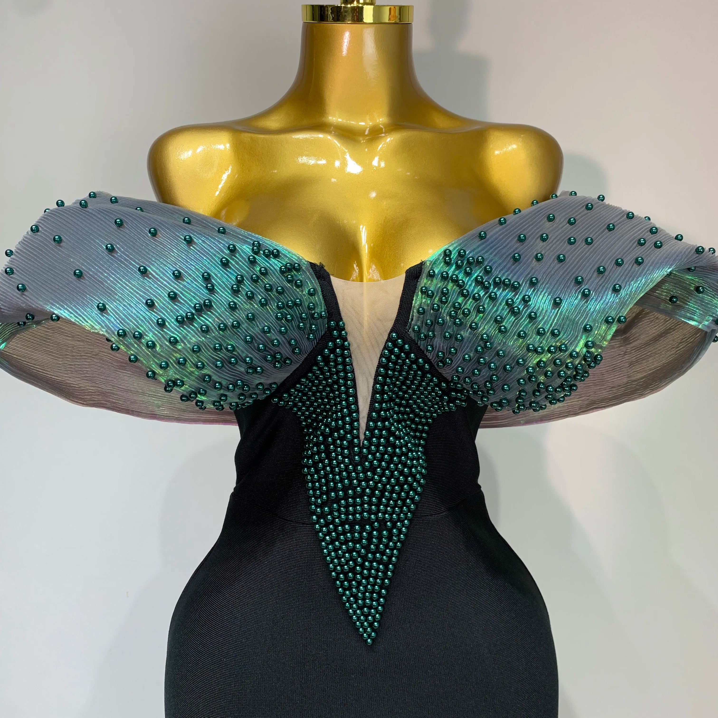 Women Celebrity Sexy Off Shoulder Beading Bodycon Maxi Long Bandage Dress 2025 Elegant Evening Club Party Luxury Birthday Outfit