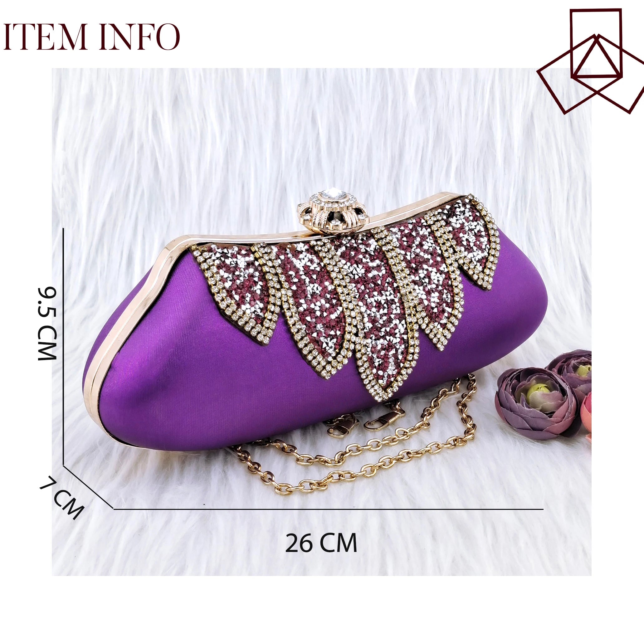 Fashion Handbags Party Bag Rhinestone Decoration Banquet Bag Moon Bag Royal Blue color As Picture 2 (20cm<Max Length<30cm)