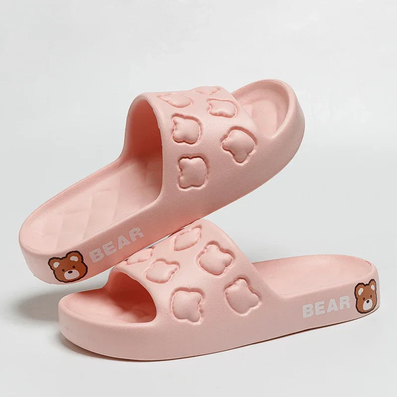 Fashion Cartoon Summer Couple Non-slip Soft Slides Lithe Comfort Sandals Men Women Casual Slippers Ladies' Home Flip Flops Pink