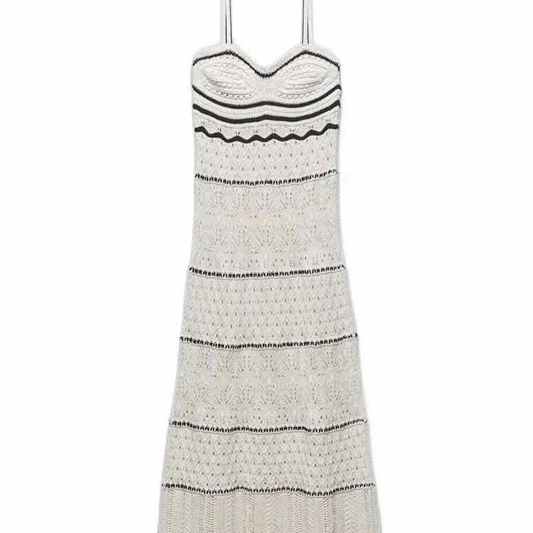 TRAF Women's Beach Wind Slim Sling Long Dress New Fashion Street Shoot Sleeveless Sexy Midi Long Dress Elegant Women's Fashion White-TRAF118