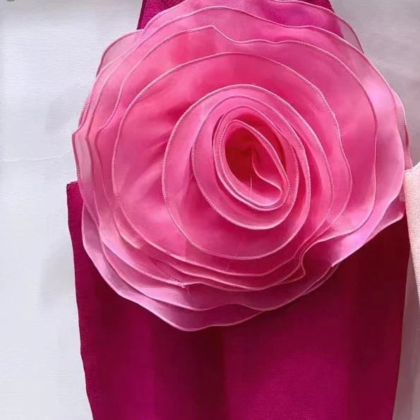 Summer New Arrival Knitwear Sexy Crop Tank Top Femme Black White 3D Flower Sexy Sleeveless Knitted Top Slim Fit Halter Vest Rose Red One Size