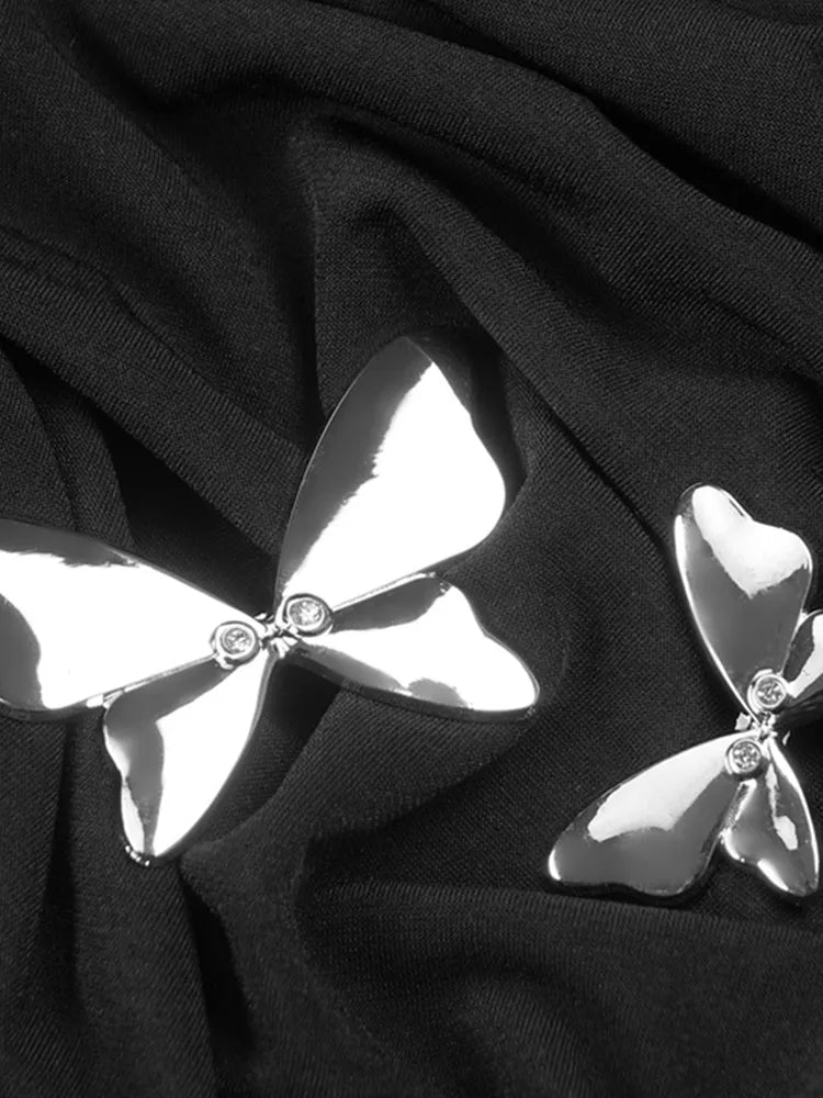 Luxury Women Celebrity Sexy Cut Out Butterfly Long Sleeve Black Maxi Long Bodycon Dress 2024 Elegant Evening Club Party Dress